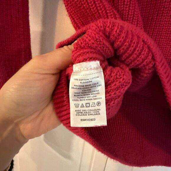 Loft cotton pink quarter ribbed pullover sweater small petite - Picture 5 of 10